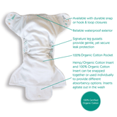 Thirsties NATURAL One-Size Pocket Diaper - HOOK & LOOP *Up to 20% Off!*